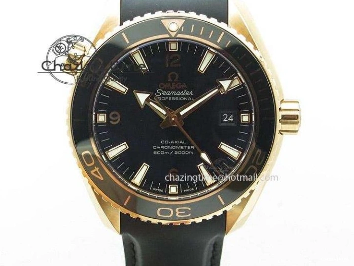 0215 Breathable Seamaster Professional Chrono RG Black Ceramic Black Dial On Black Gummy Strap A 8214